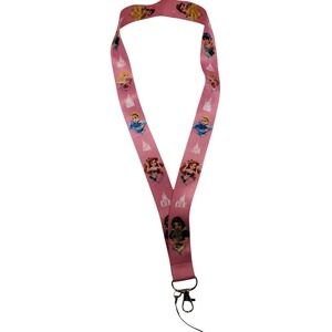 Disney Princess Pink Lanyard Pin Trading Neck Strap Snow Belle Ariel Aurora NEW
